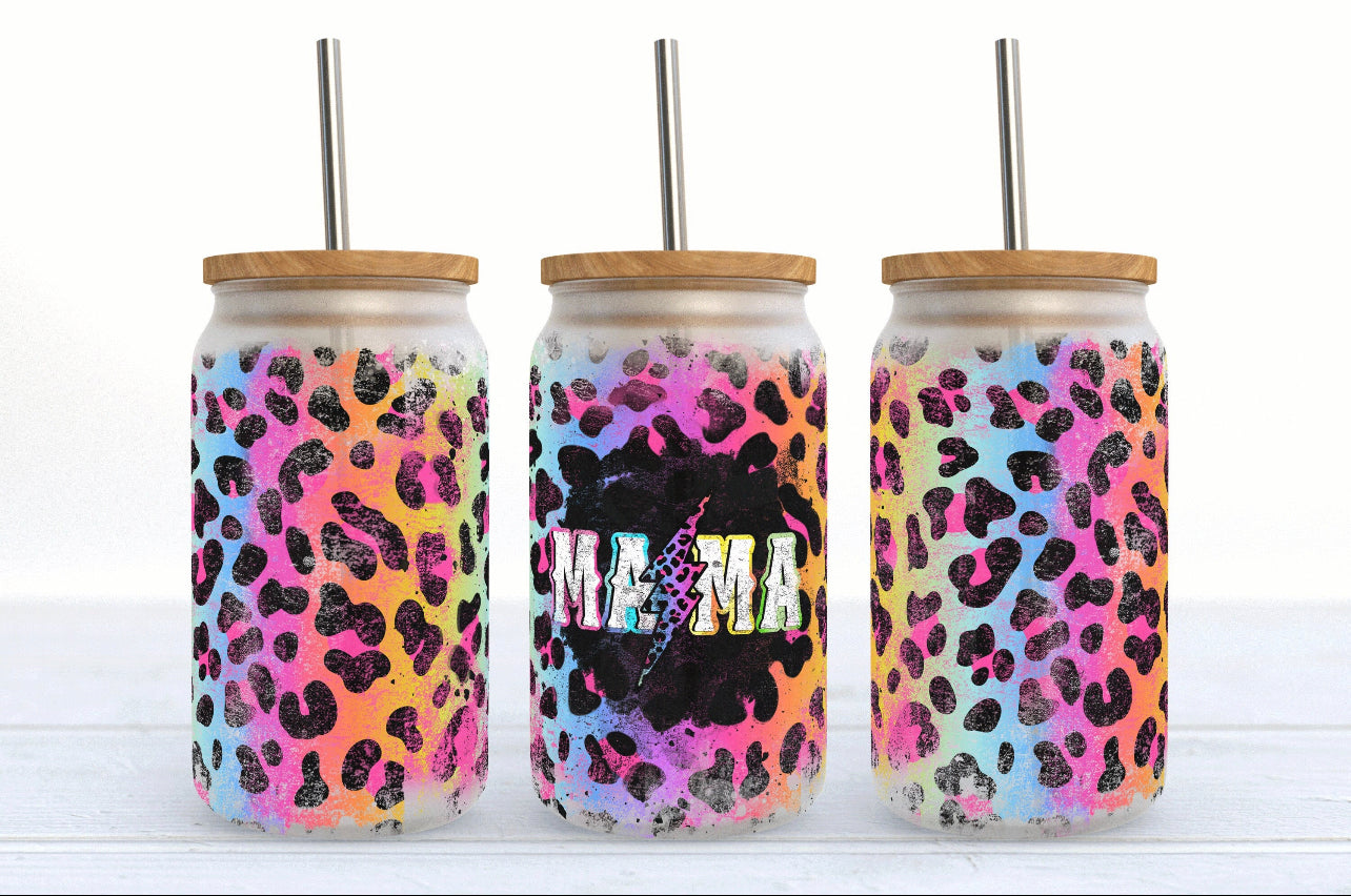 Rainbow Leopard Glass Tumbler