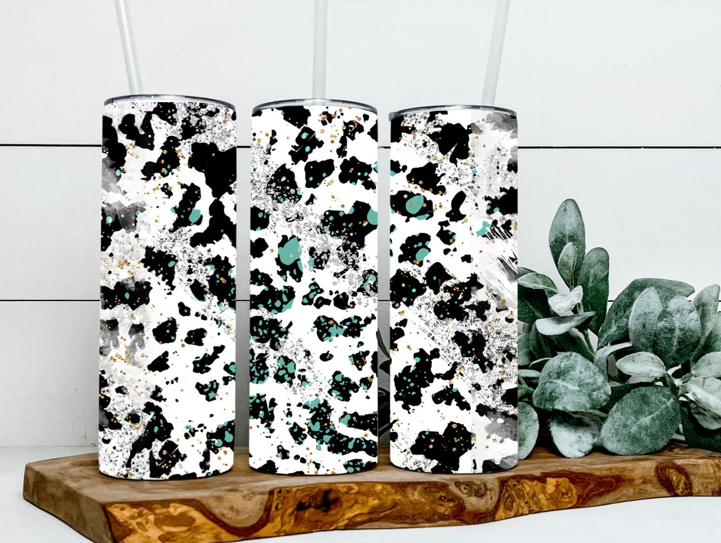 Cow and Teal Tumbler