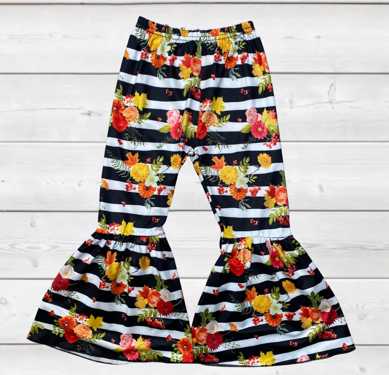 Floral Striped Bell Bottoms