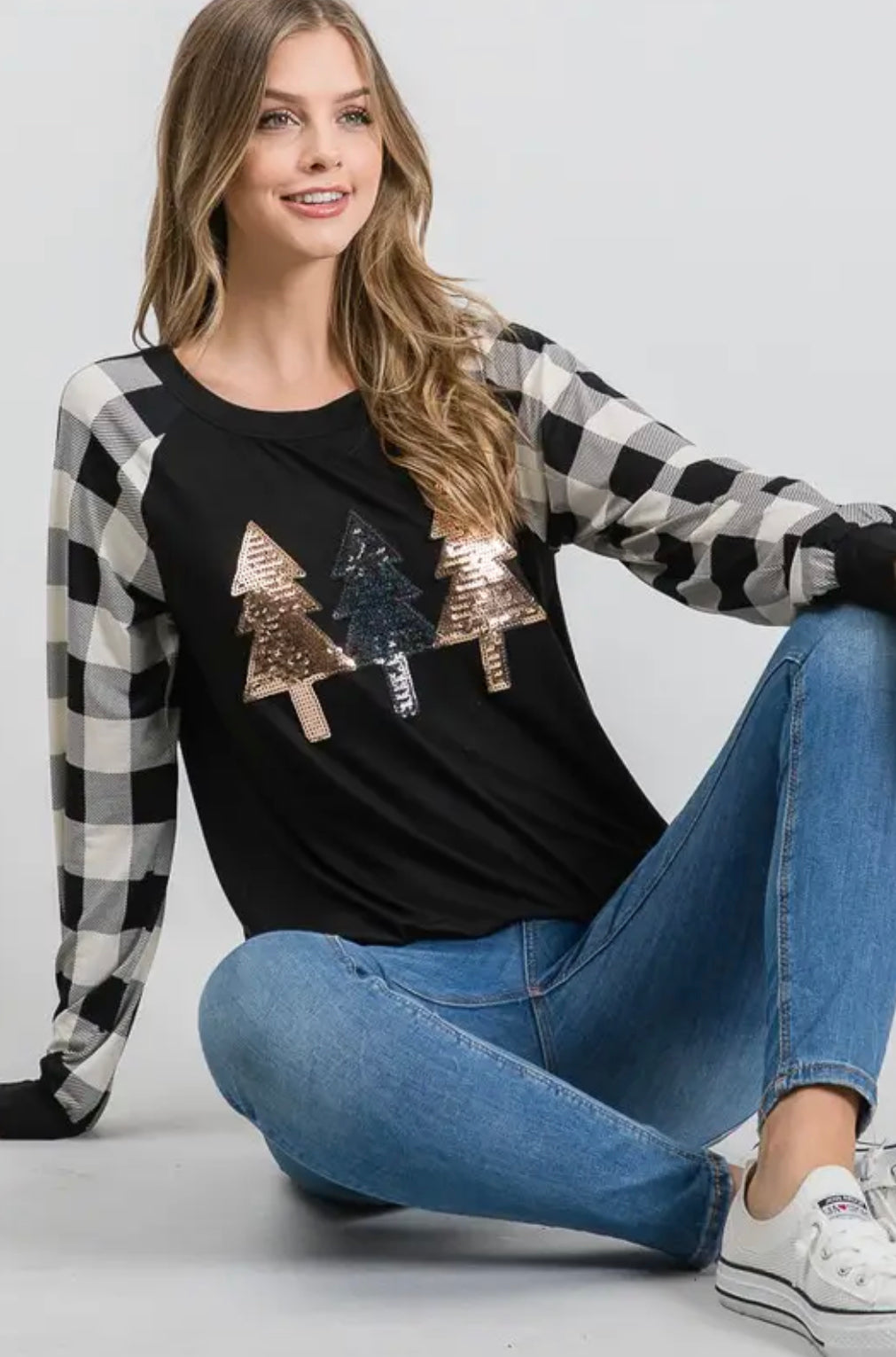 Black And Plaid Christmas Tree Top