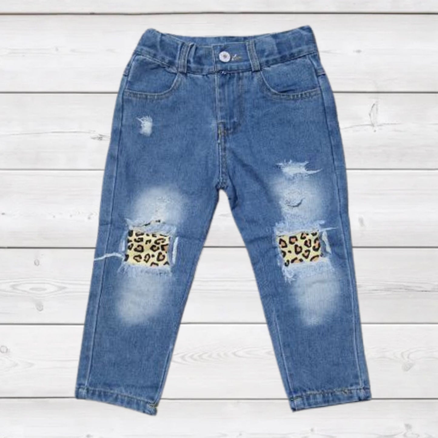Leopard Distressed Denim