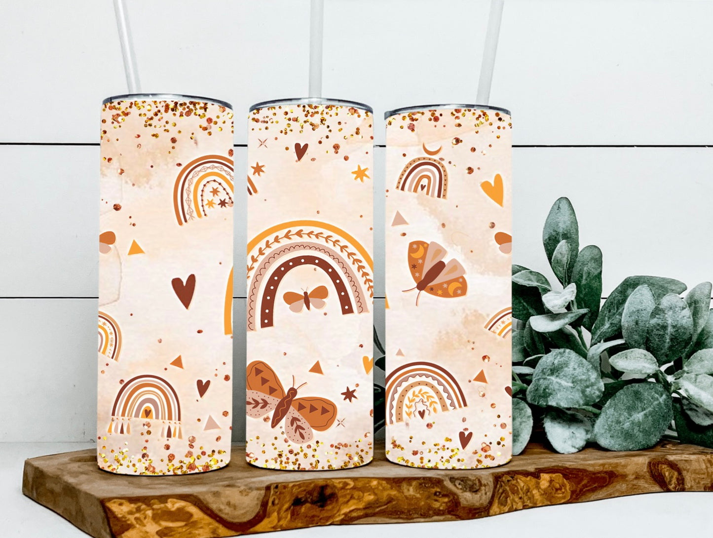 Boho Rainbows And Butterflies Tumbler