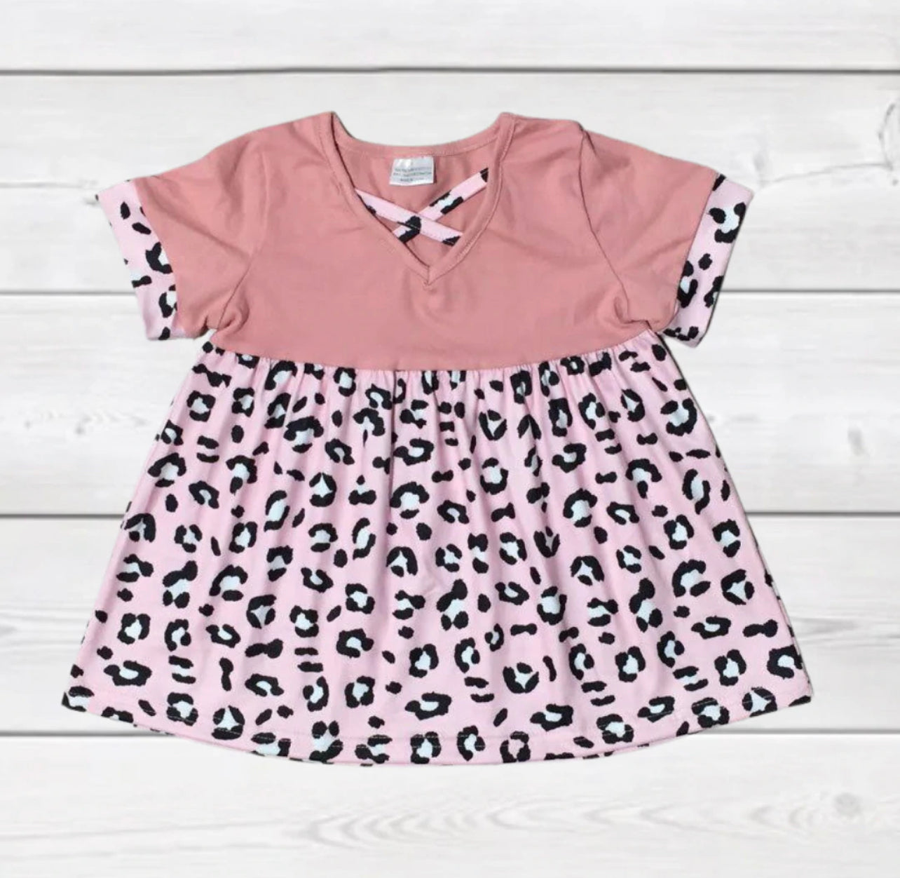 Pink Leopard Cross-Cross V-Neck