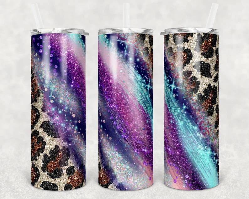 Leopard With Blue/Purple Swirl Tumbler