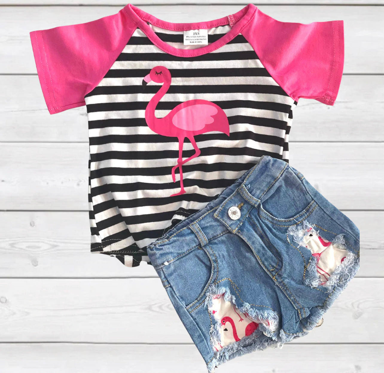 Flamingo Denim Shorts Outfit