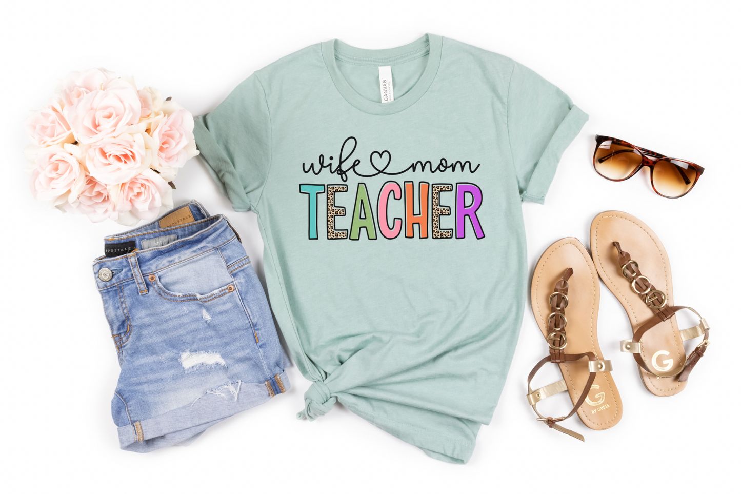 Wife Mom Teacher Sublimation Print