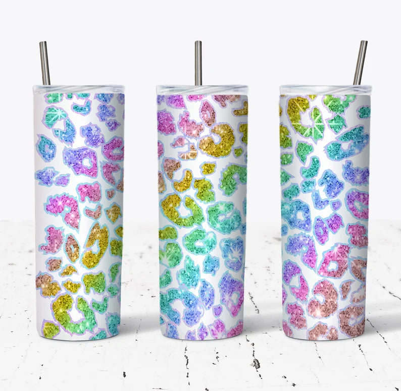 Pastel Rainbow Leopard Tumbler