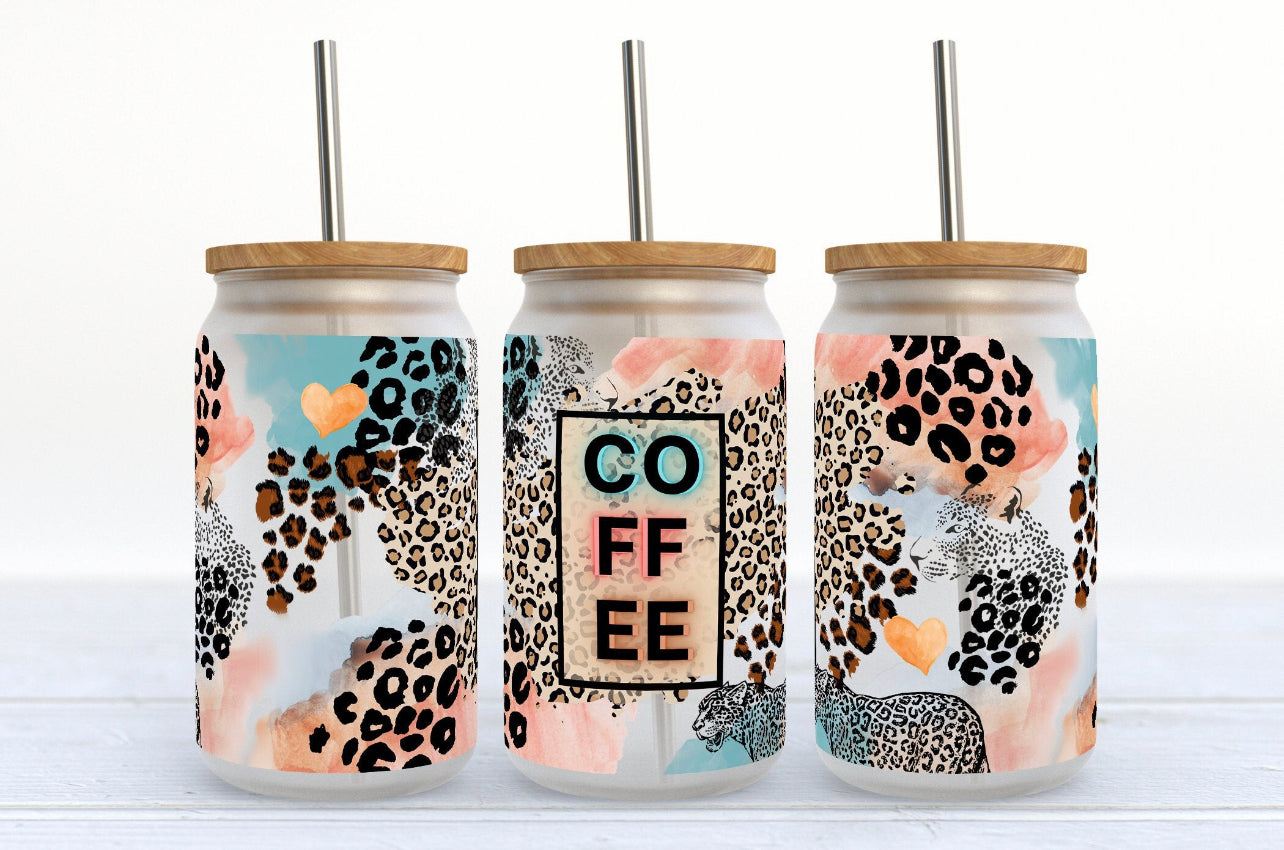 Leopard Coffee Glass Tumbler