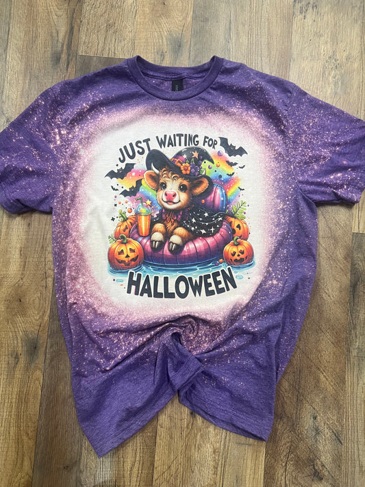 Just Waiting For Halloween Bleached Tee