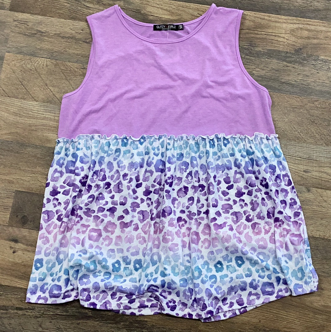 Tiered Purple Leopard Tank