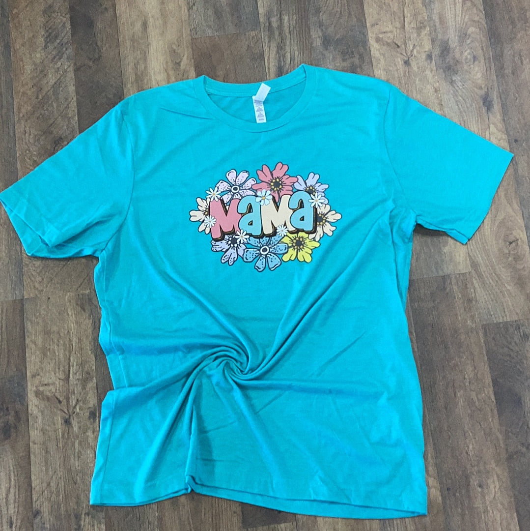 Teal Floral Mama Tee