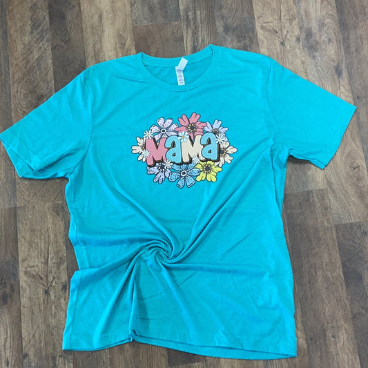 Teal Floral Mama Tee