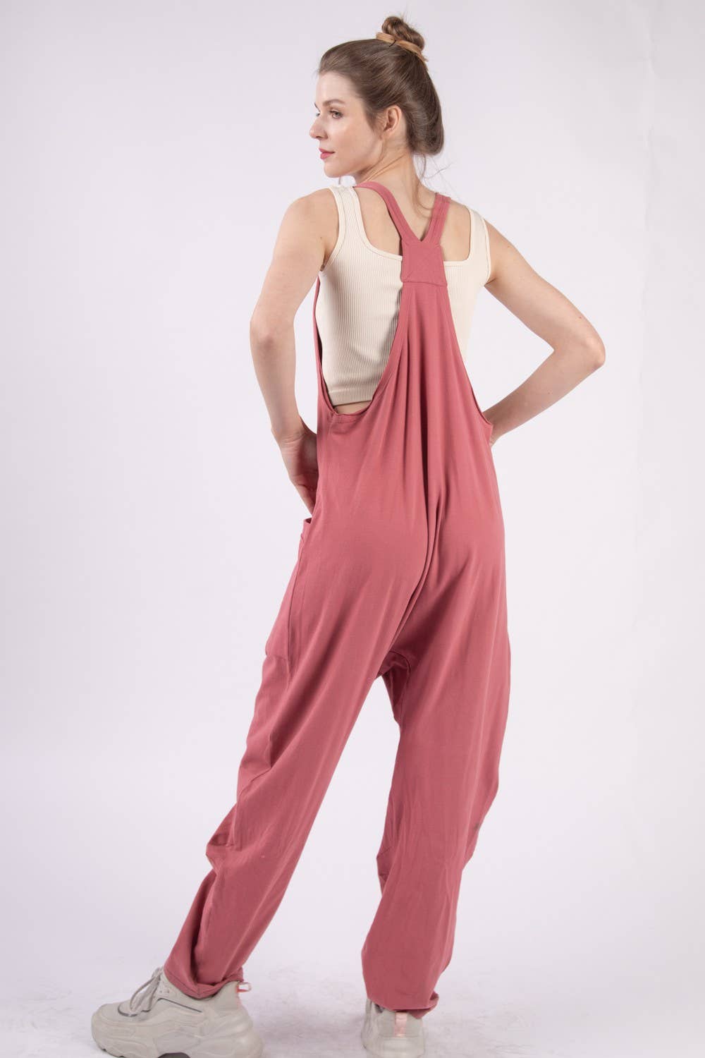 Casual Loose Fit Solid Knit Baggy Jumpsuit