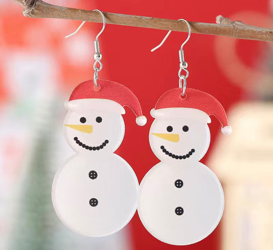 Santa Hat Snowman Earrings