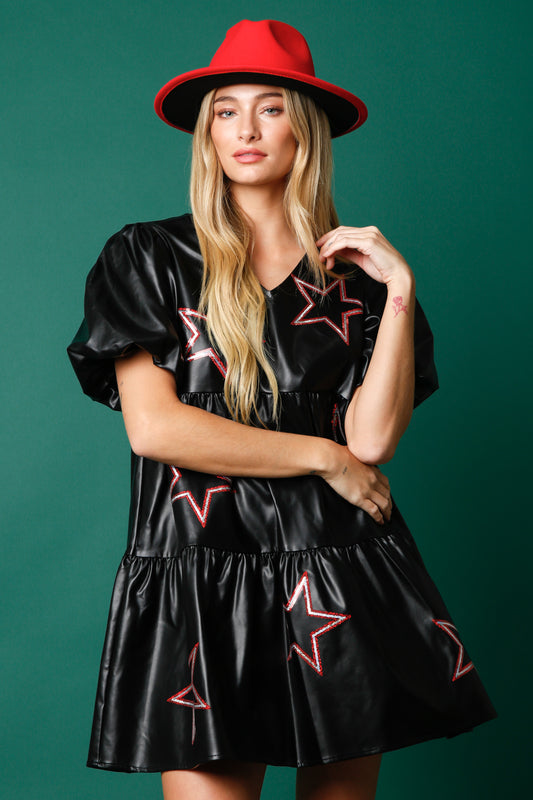 Wine Leather Star Dress