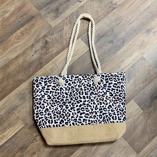 Leopard & Burlap Tote Bag