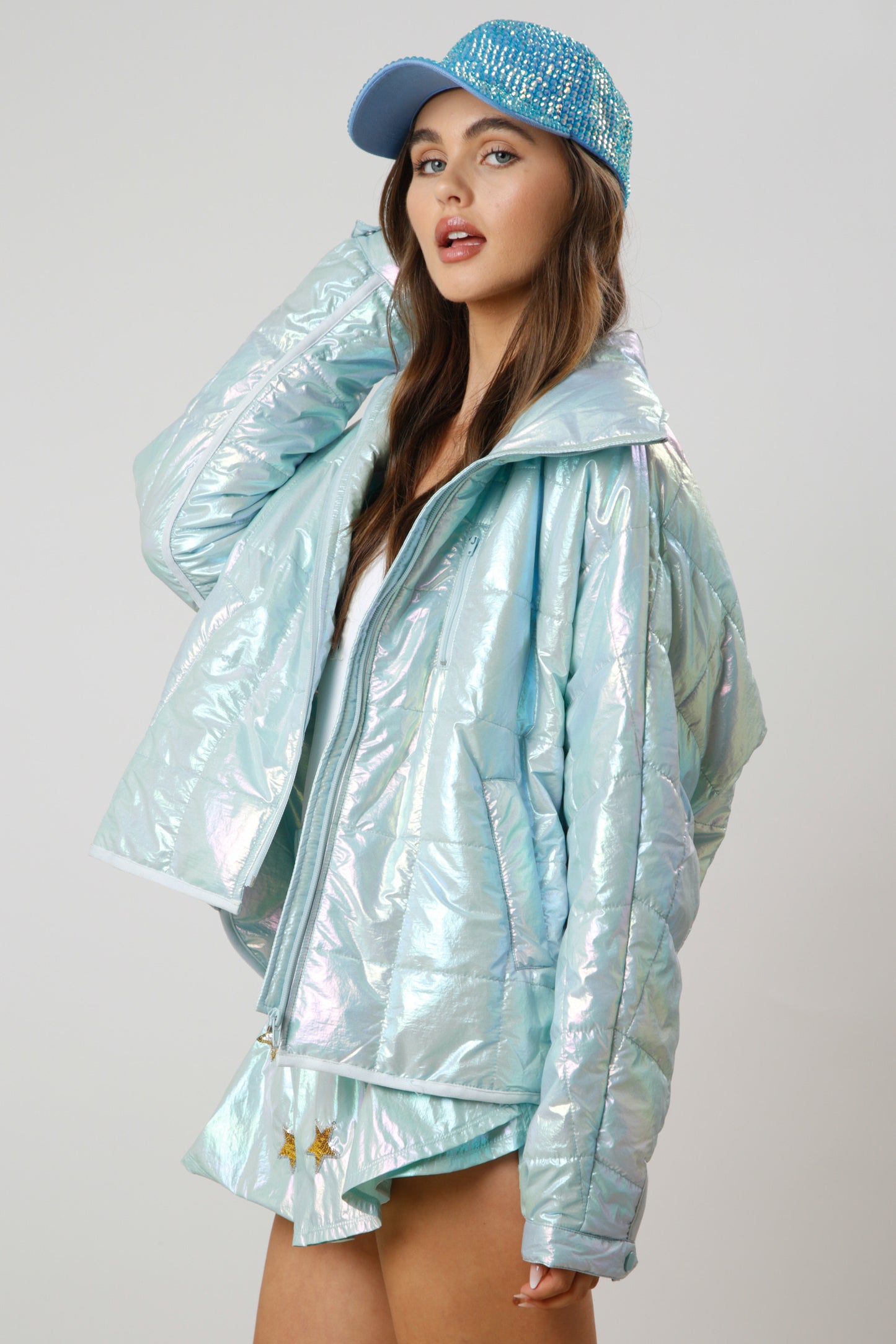 Blue Metallic Padded Jacket
