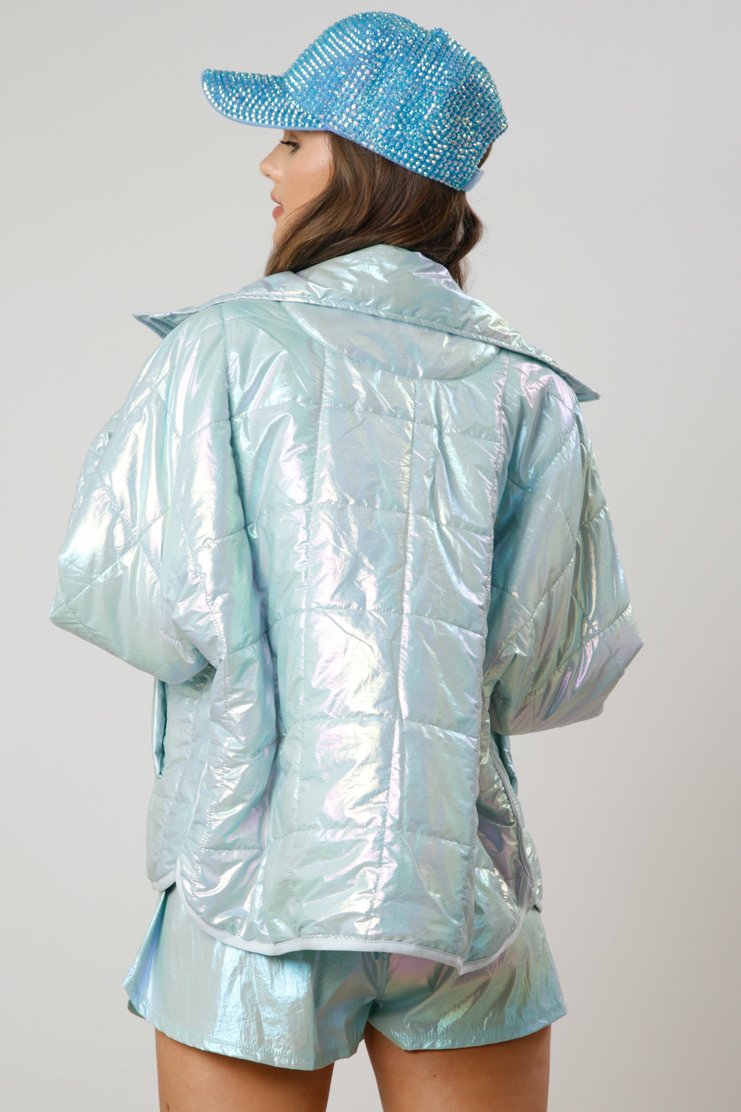 Blue Metallic Padded Jacket