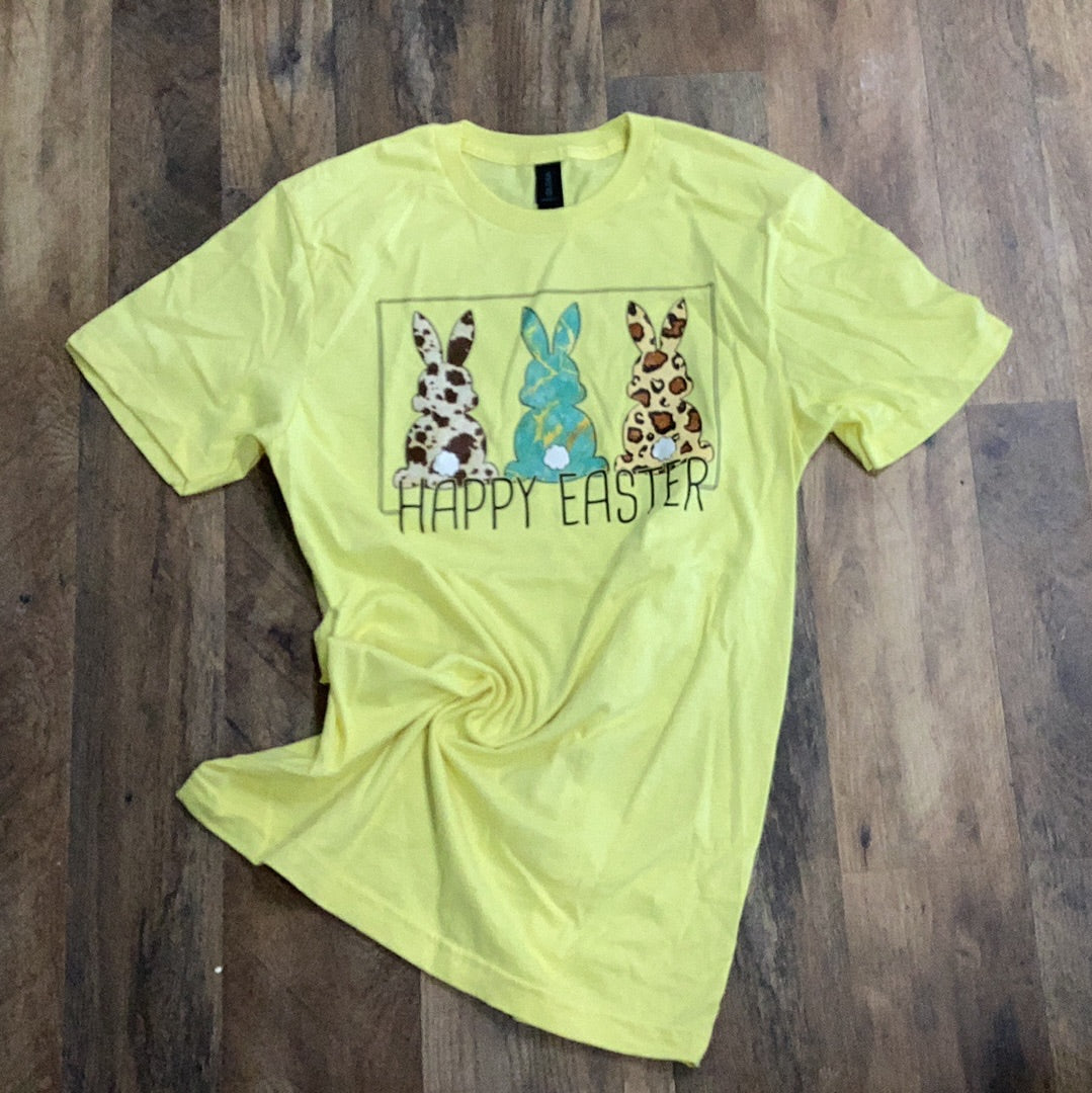 Yellow Happy Easter Bunny Tee