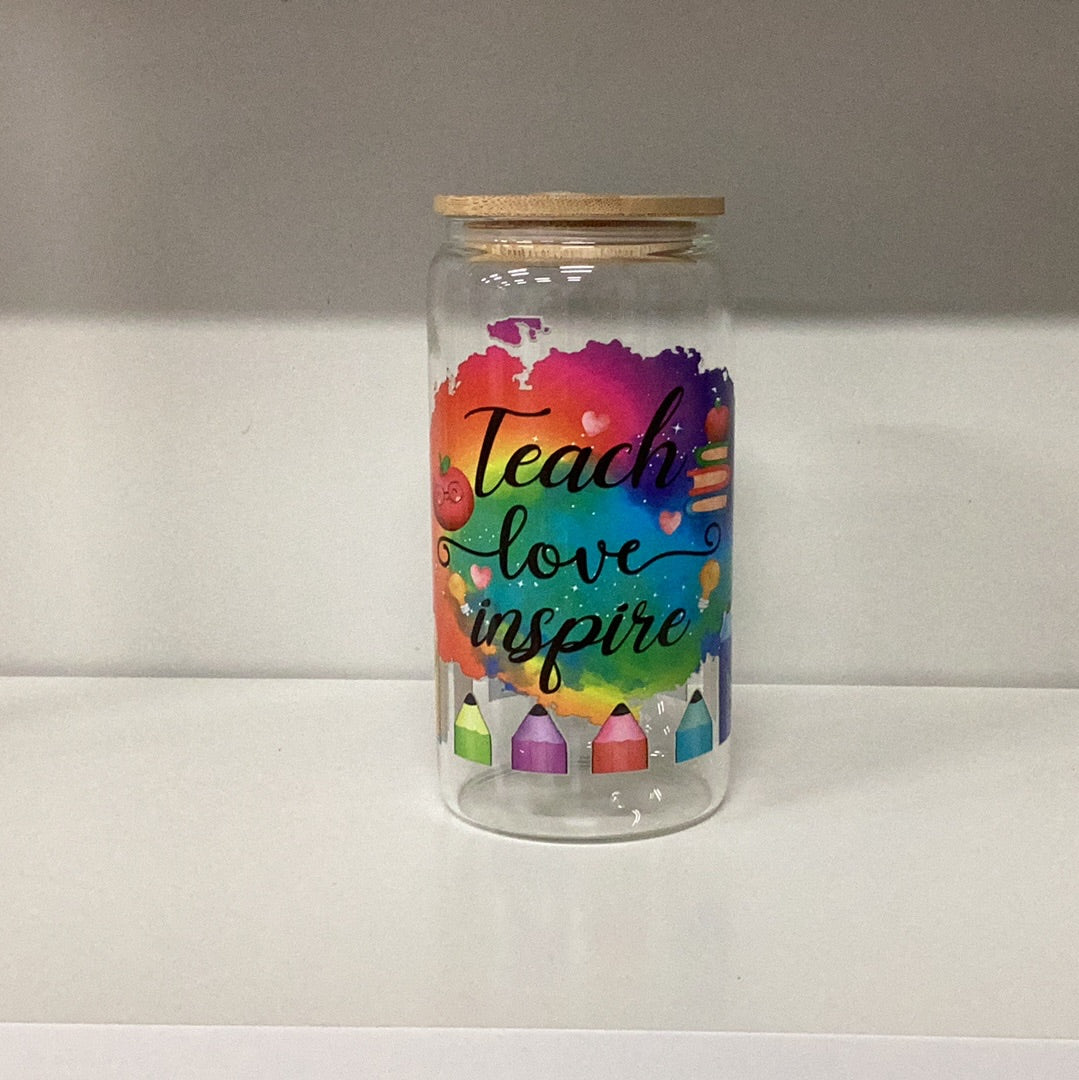 Teach Love Inspire glass Tumbler