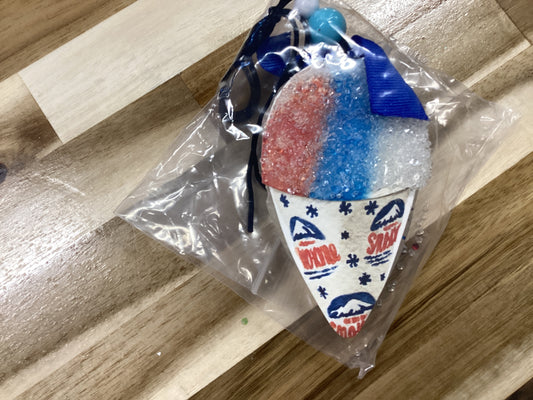 Red white and blue snow cone