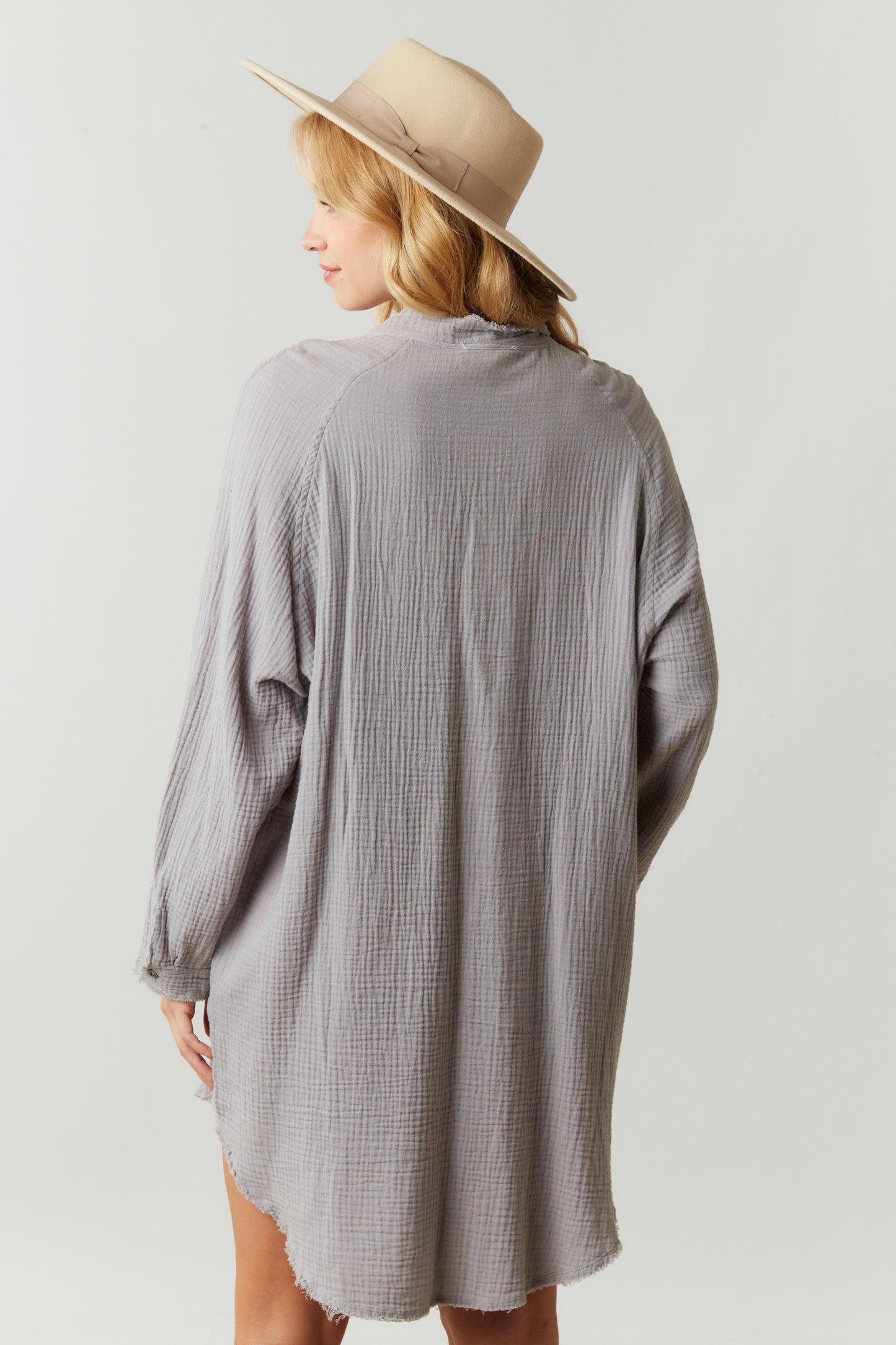 Gray Woven Shirt Dress
