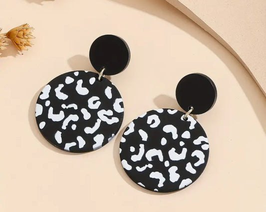 Black And White Leopard Earrings