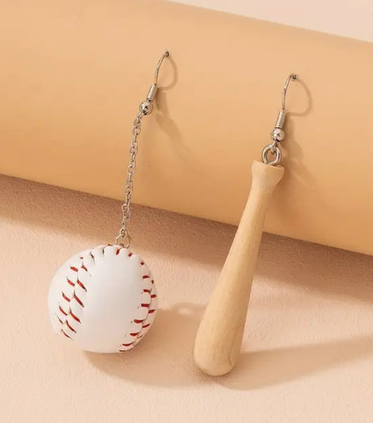 Baseball And Bat Earrings