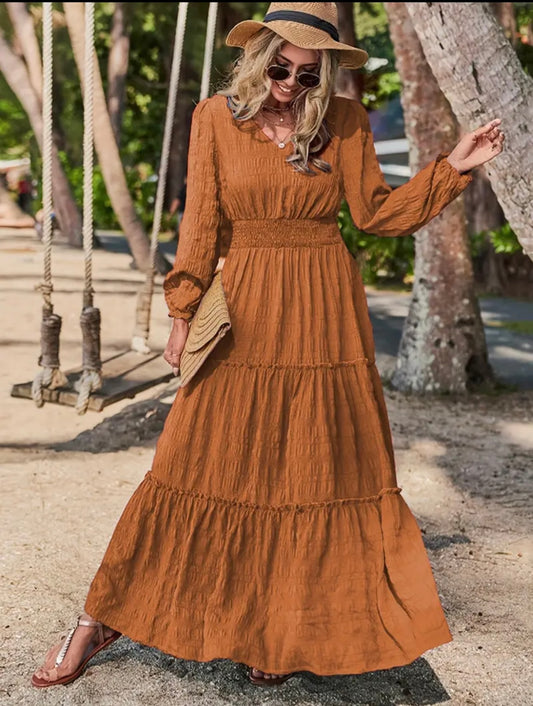 Rust Long Sleeve Dress