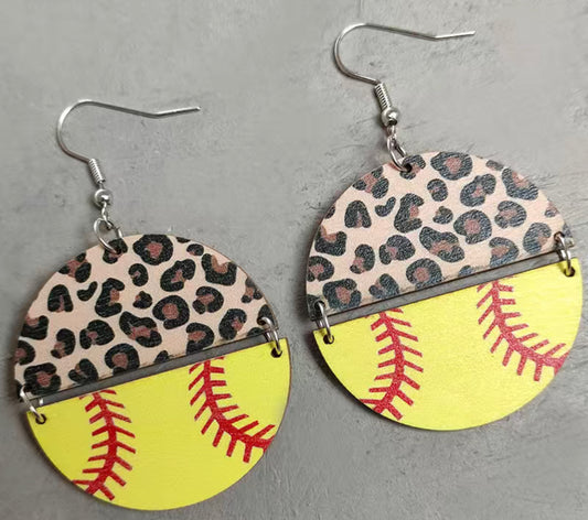 Leopard Softball Earrings