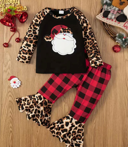 Leopard And Plaid Santa Outfit