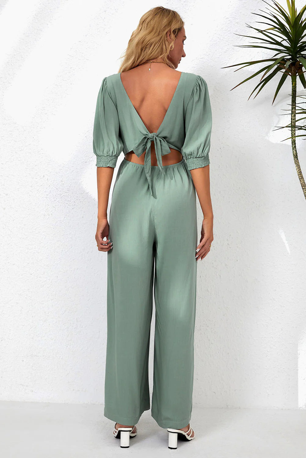 Puff Sleeve Hollow Out Jumpsuit