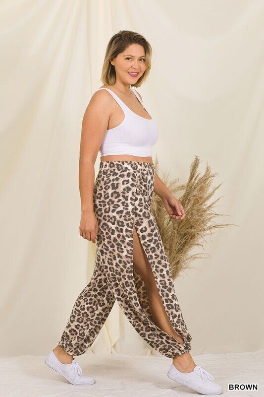 Leopard Split Pants