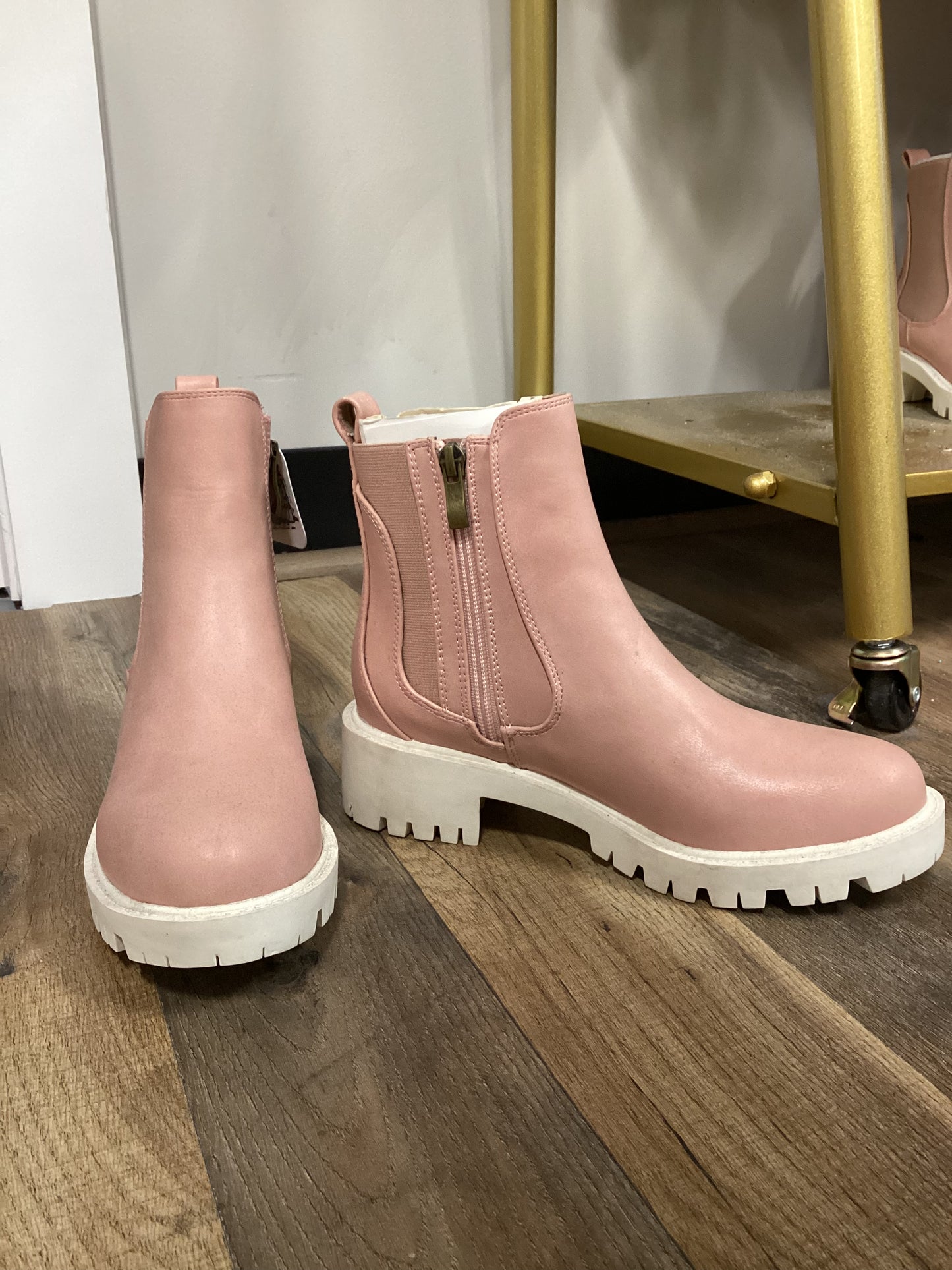 Pink ankle boots