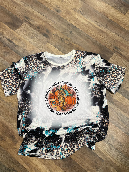 Bleached Leopard Teal Fall Tee