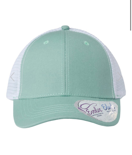 Seafoam And White Ponytail Hat