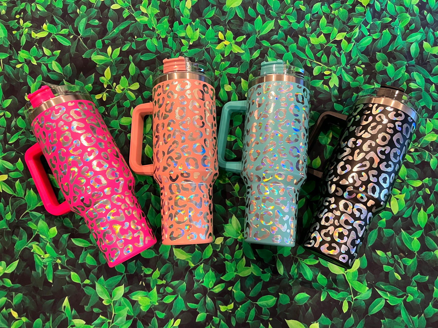 Holographic 40 oz Leopard Tumbler