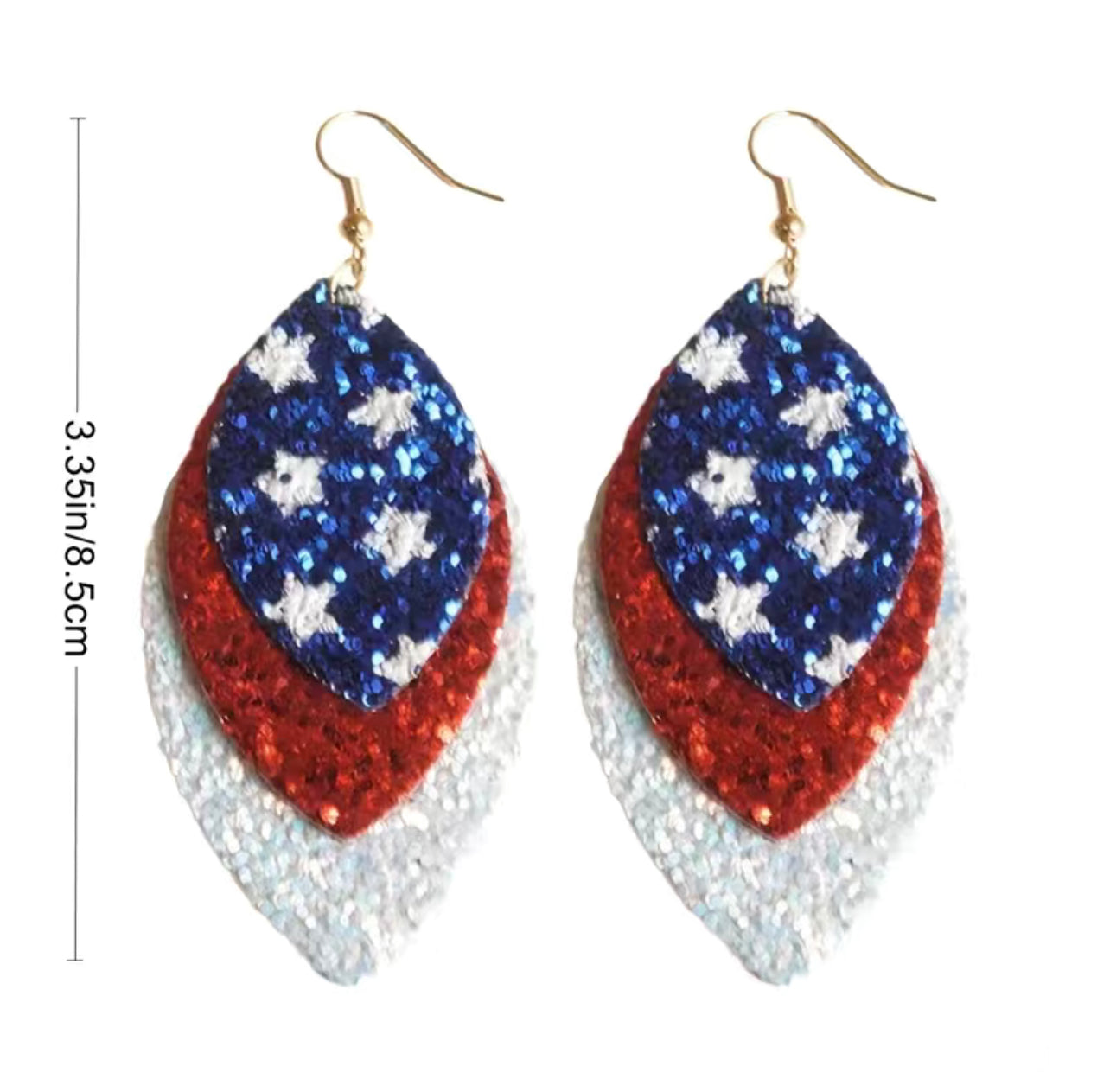 Red, White, And Blue Glitter Earrings