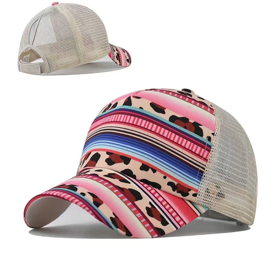 Pink Serape Ponytail Hat