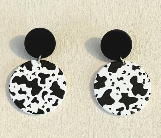 Circle Cow Earrings