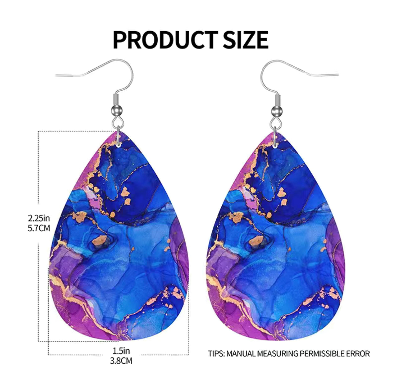 Blue, Purple, And Gold Marble Earrings