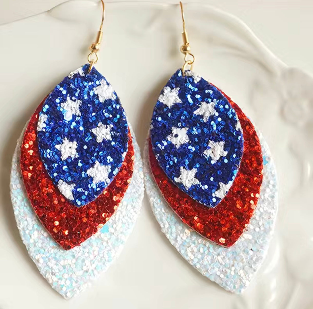 Red, White, And Blue Glitter Earrings