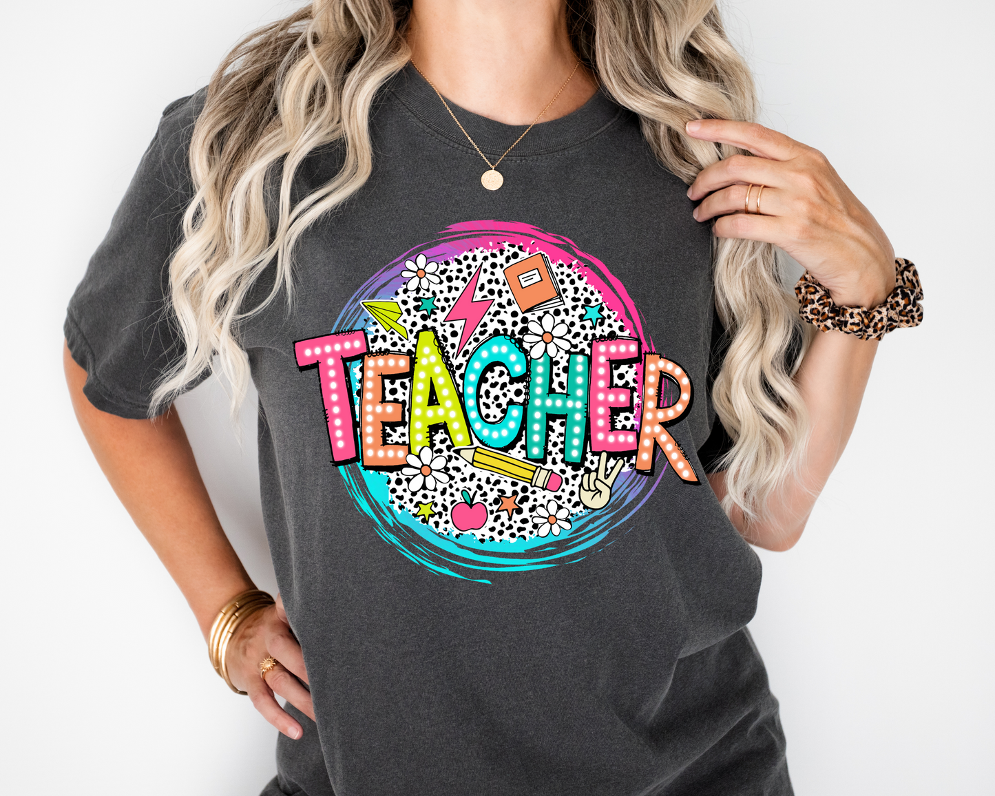 Retro Bright Teacher Tee