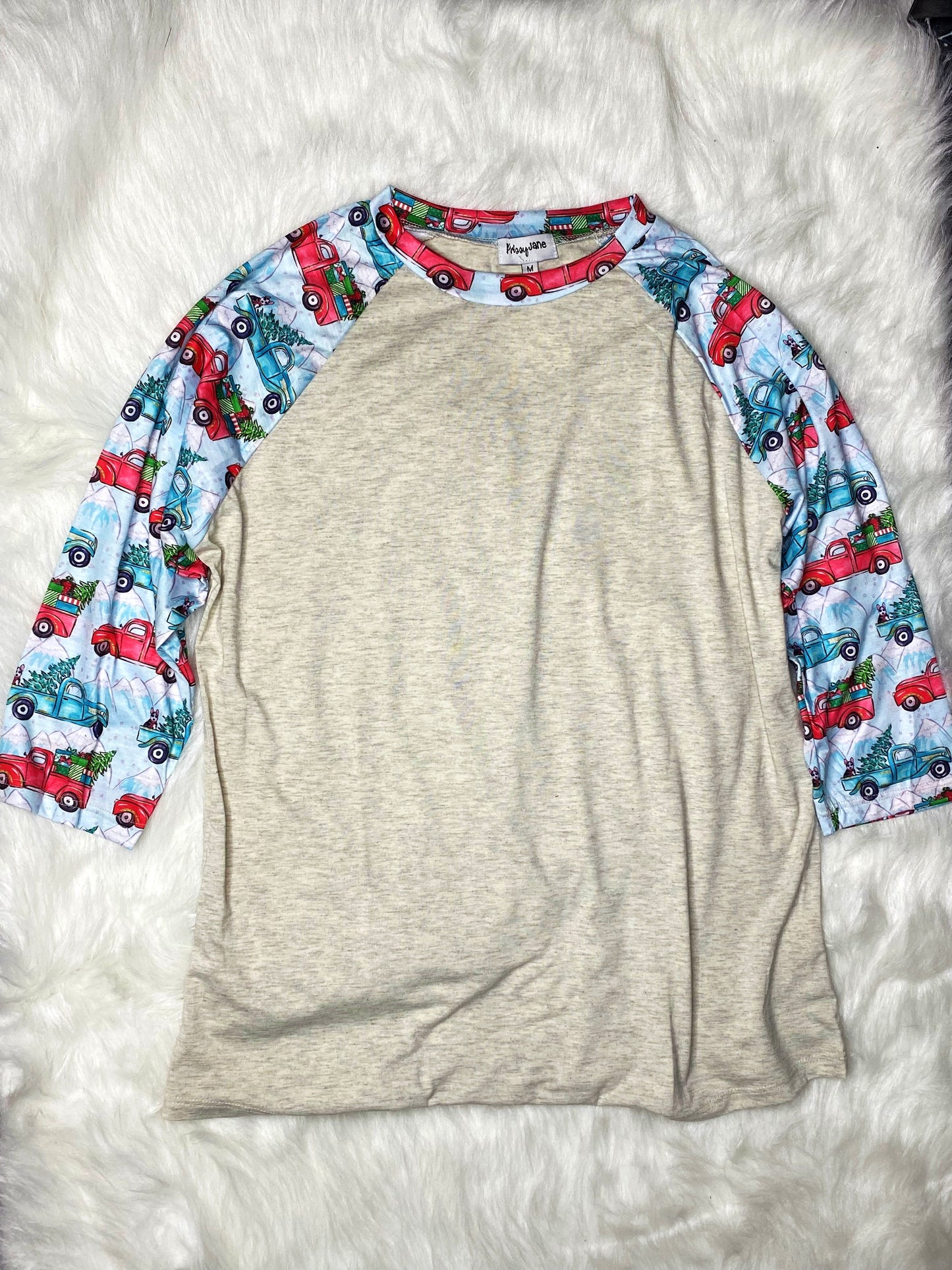 Christmas truck raglan shirt