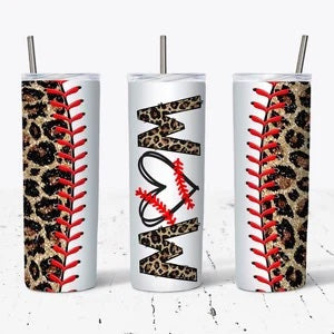 Mom Baseball & Leopard Print Tumbler
