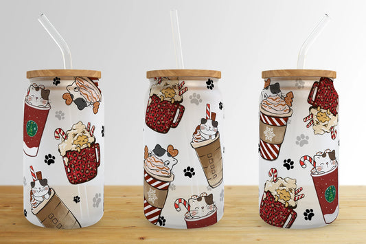 Cat And Coffee Glass Tumbler