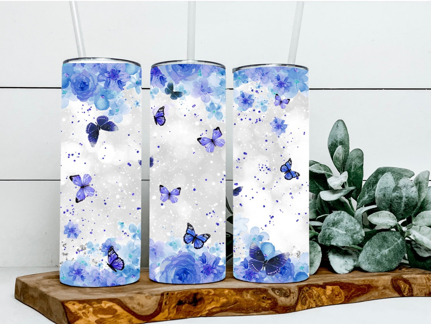 Purple And Blue Butterflies Tumbler