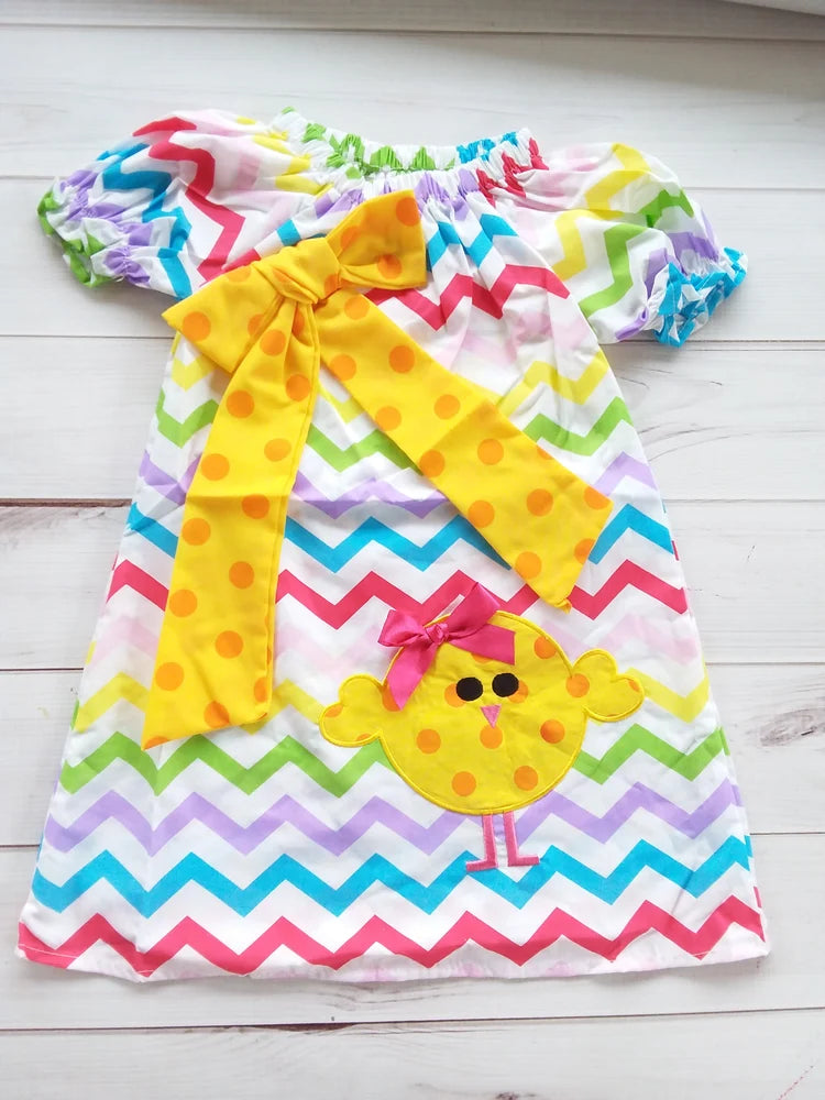 Rainbow Chevron Chick Dress