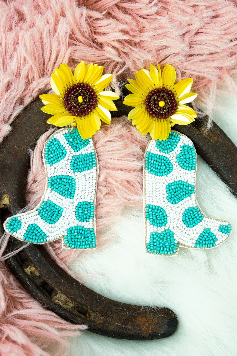 Sunflower And Boots Bead Earrings