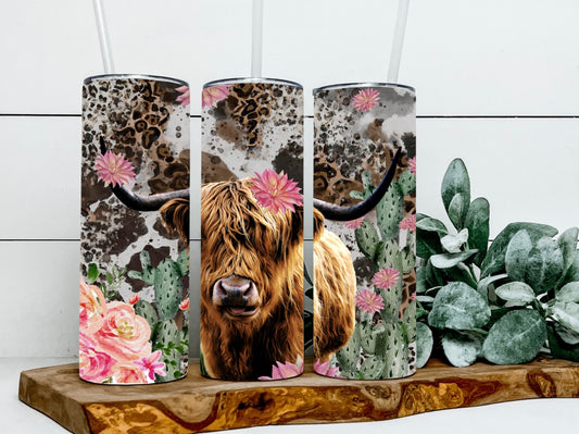 Cactus And Highland Cow Tumbler
